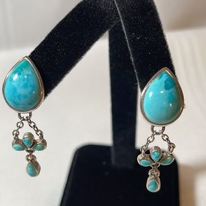 Barse Sterling Silver Turquoise Clip On Earrings